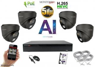 Monitorrs Security AI IP 4 kamerový set 5 Mpix GDome