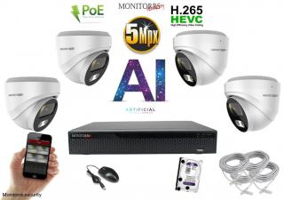 Monitorrs Security AI IP kamerový set 5 Mpix W Dome
