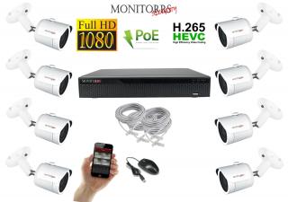 Monitorrs Security IP kamerový set 8 kanálový 2 M.Pix PoE 4 kamery: 4 kamery