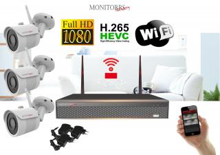 Monitorrs Security Wifi IP kamerový set FullHD 1080p 3 x kamera