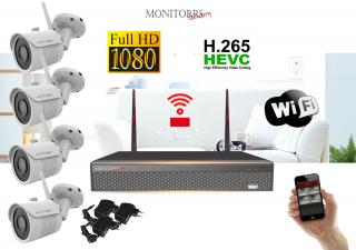 Monitorrs Security Wifi IP kamerový set FullHD 1080p 4 x kamera