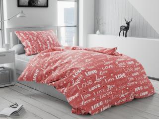 Bavlnené obliečky Love červené Rozmer obliečky: 2 ks 70x90 cm | 200x220 cm