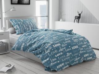 Bavlnené obliečky Love modré Rozmer obliečky: 2 ks 70x90 cm | 200x220 cm