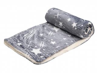 Luxusná svetlosivá baránková deka z mikroplyšu NOČNÁ OBLOHA, 150x200 cm
