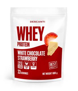 Whey protein - Descanti príchuť: biela čokoláda-jahoda, Velkost balenia: 1000g