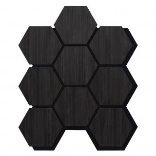 Akustický panel s dřevěnou dýhou - Hexagon - dekor dub čierny | 79,8×66 cm | ALFIstyle.cz