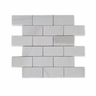 Kamenná mozaika z mramoru, Brick milky white, 30 x 30 x 0,9 cm, NH210
