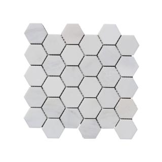 Kamenná mozaika z mramoru, Hexagon milky white, 30,7 x 30,5 x 0,9 cm, NH204 VZORKA