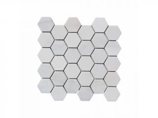 Kamenná mozaika z mramoru, Hexagon milky white, 30,7 x 30,5 x 0,9 cm, NH204