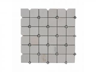 Kamenná mozaika z mramoru, Octagon milky white, 30 x 30 x 0,9 cm, NH206