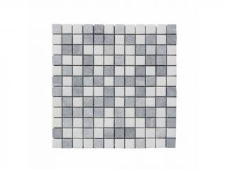 Kamenná mozaika z mramoru, Square white and grey, 30 x 30 x 0,9 cm, NH207