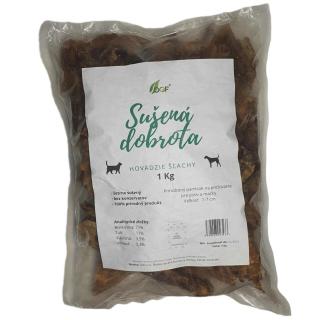 OGF Hovädzie krčné šľachy – Sušený odolný pamlsok pre psov Váha: 1 kg, Rozmer: 3-8 cm, Obal: ZIP plast Vrecko