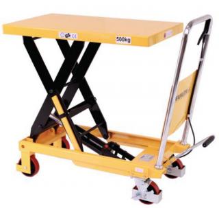 Mobilný hydraulický zdvíhací stôl, do 500 kg, doska 81,5 x 50 cm