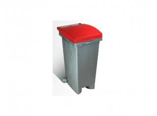 Odpadkový kôš s farebným vekom, 80 litrů, červený