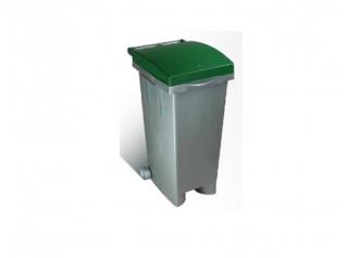Odpadkový kôš s farebným vekom, 80 litrů, zelený