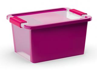 Plastový úložný box s vekom na klip, 11 l, fialová