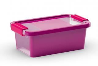 Plastový úložný box s vekom na klip, 3 l, fialová