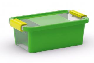 Plastový úložný box s vekom na klip, 3 l, zelená