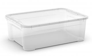Plastový úložný box s vekom, priehľadný, 31 litrov