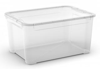 Plastový úložný box s vekom, priehľadný, 47 litrov