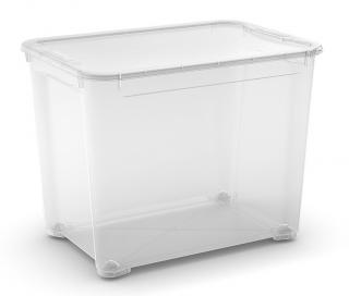 Plastový úložný box s vekom, priehľadný, 70 litra
