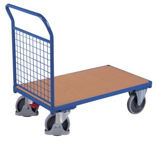 Plošinový vozík s madlom, mrežová výplň, do 500 kg, Variofit, 101,5 x 132,5 x 80 cm