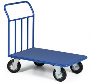 Plošinový vozík s plechovou ložnou plochou a odnímateľným madlom, plošina 1000x650 mm, nosnosť 400 kg
