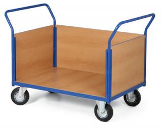 Plošinový vozík, tri plné strany, 500 kg