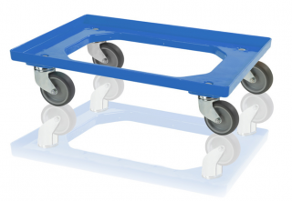 Podvozok pre prepravky 2 otočné + 2 pevná kolesá - modrý