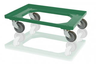 Podvozok pre prepravky 2 otočné + 2 pevná kolesá - zelený