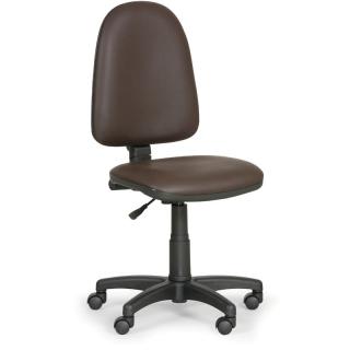 Pracovná stolička Torino, čierna koženka, tvrdé kolieska