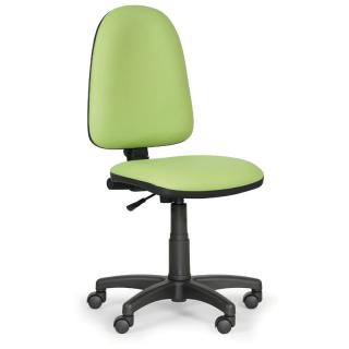 Pracovná stolička Torino, zelená koženka, tvrdé kolieska