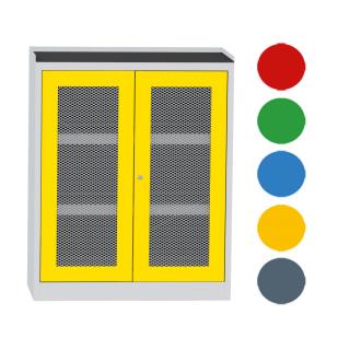 Skříň na chemikálie, drátěné dveře, 1180 x 950 x 500 mm Barva dveří: žltá RAL 1023