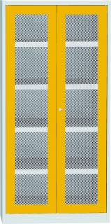Skříň na chemikálie, drátěné dveře, 1950 x 950 x 500 mm Barva dveří: žltá RAL 1023