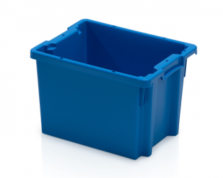 Stohovateľná prepravka plastová plná, modrá, 40 x 30 x 27 cm