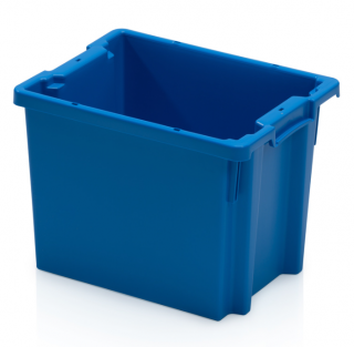 Stohovateľná prepravka plastová plná, modrá, 40 x 30 x 30 cm