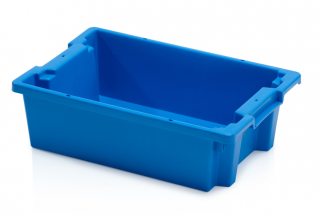 Stohovateľná prepravka plastová plná, modrá, 60 x 40 x 18 cm
