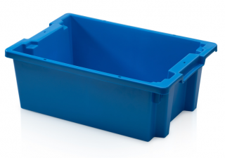 Stohovateľná prepravka plastová plná, modrá, 60 x 40 x 22 cm