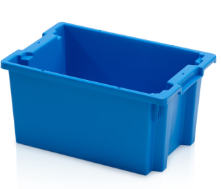 Stohovateľná prepravka plastová plná, modrá, 60 x 40 x 30 cm