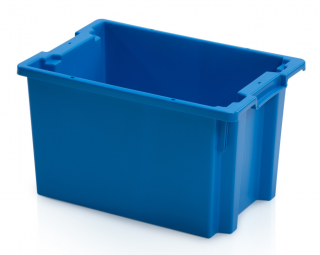 Stohovateľná prepravka plastová plná, modrá, 60 x 40 x 35 cm