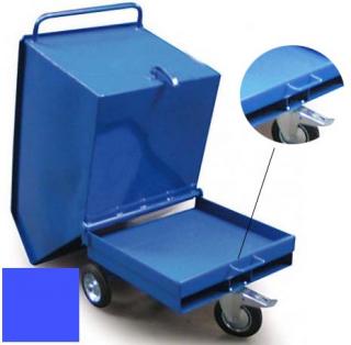 Výklopný vozík na špony, triesky 250 litrov, s kapsami pre vysokozdvih, modrý