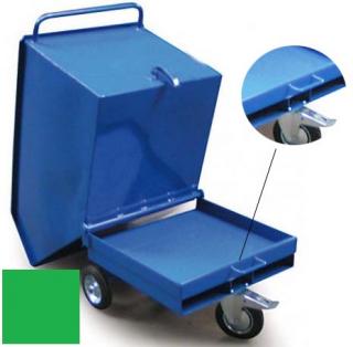 Výklopný vozík na špony, triesky 250 litrov, s kapsami pre vysokozdvih, zelená