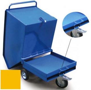 Výklopný vozík na špony, triesky 250 litrov, s kapsami pre vysokozdvih, žltá