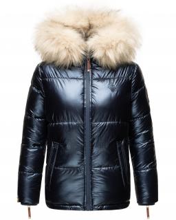 Dámska teplá zimná bunda s kožušinkou Tikunaa Premium Navahoo - NAVY Veľkosť: L