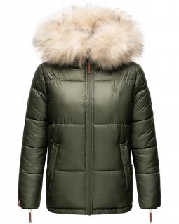 Dámska teplá zimná bunda s kožušinkou Tikunaa Premium Navahoo - OLIVE Veľkosť: L