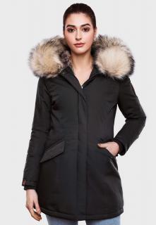 Dámska zimná bunda s kapucňou a kožušinkou Cristal Navahoo - BLACK Veľkosť: M