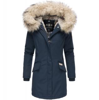 Dámska zimná bunda s kapucňou a kožušinkou Cristal Navahoo - NAVY Veľkosť: L