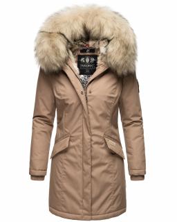 Dámska zimná bunda s kapucňou a kožušinkou Cristal Navahoo - TAUPE GREY Veľkosť: L