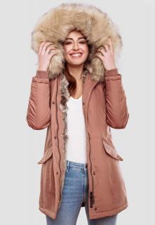 Dámska zimná bunda s kapucňou a kožušinkou Cristal Navahoo - TERRACOTE Veľkosť: L