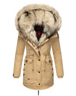 Dámska zimná bunda s kožušinkou Sweety Navahoo - BEIGE Veľkosť: L